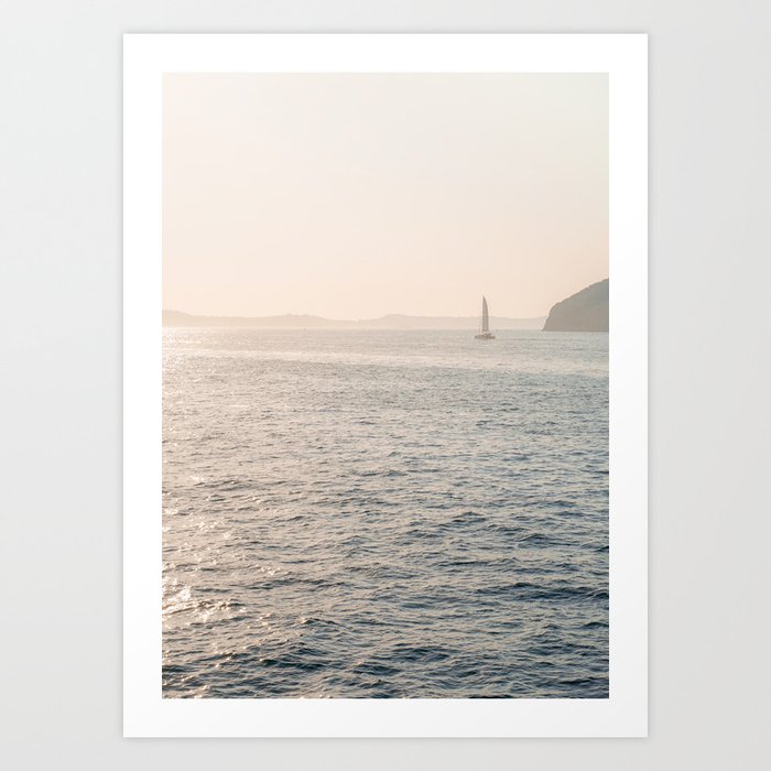 Mediterranean Sea Sunset | Sailing Boat In Italy Art Print | Soft Pastel Color Travel Photography Art Print