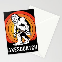 Axesquatch Retro Sasquatch Bigfoot Axe Throwing Stationery Card