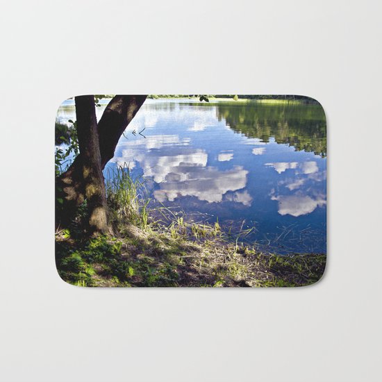 Summer Sky is touching water ground Bath Mat