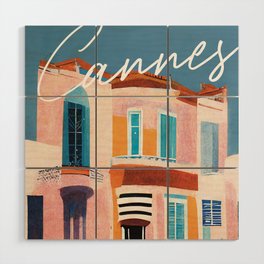 Sunny Day in Cannes Street Travel Poster Retro Wood Wall Art