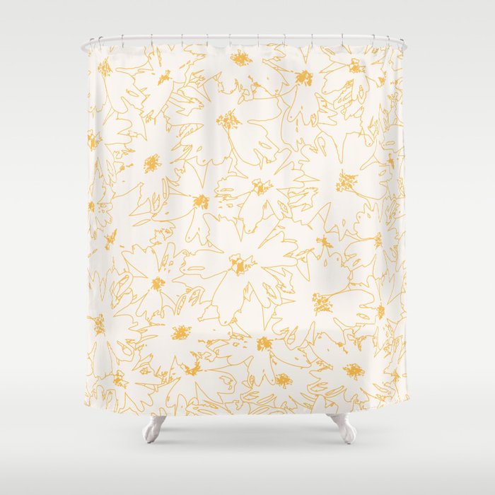 Yellow linear flowers Shower Curtain