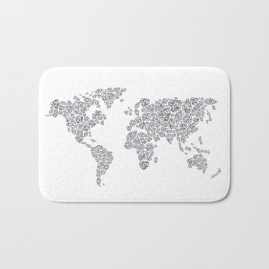 Diamonds World Map Bath Mat