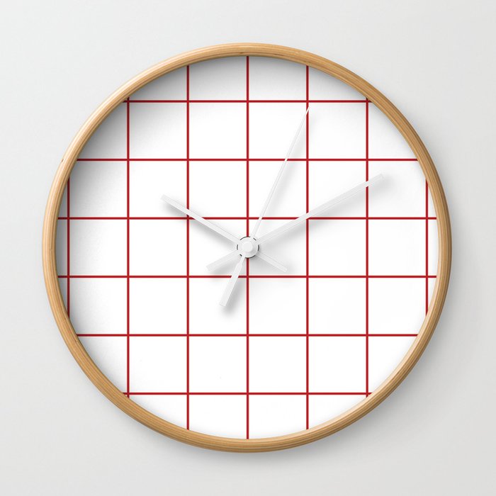 red grid Wall Clock