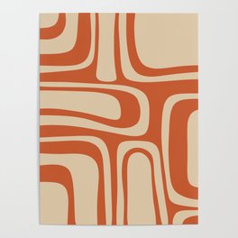 Palm Springs - Midcentury Modern Retro Pattern in Mid Mod Beige and Burnt Orange Poster