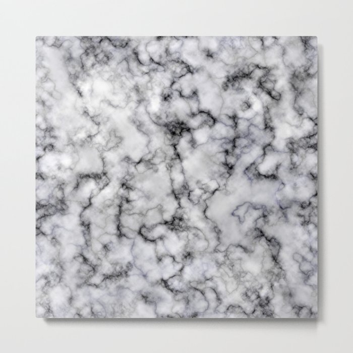 Grey and Black Veined Faux Marble Repeat Metal Print