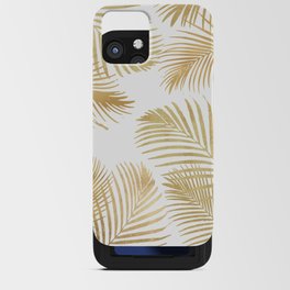 Gold Palm Leaves on Black iPhone Card Case