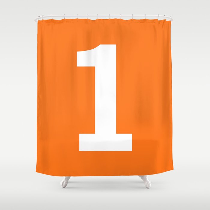 Number 1 (White & Orange) Shower Curtain