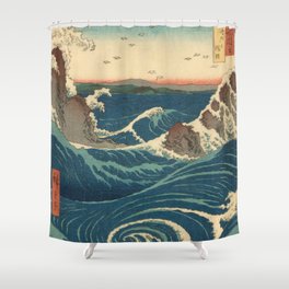 Vintage poster - Japanese Wave Shower Curtain