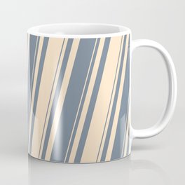 [ Thumbnail: Slate Gray and Bisque Colored Stripes Pattern Coffee Mug ]