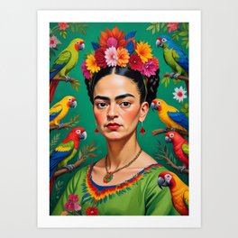 Frida Kahlo Parrots and flowers | Frida Kahlo Art Print