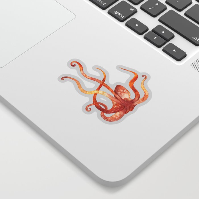 Watercolour Octopus - Red and Orange Sticker