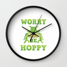 Don't Worry Be Hoppy - Frog and Frogs Wall Clock