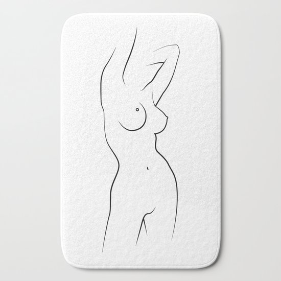 Nude Line Drawing Naked Woman Minimalism Sexy Girl Sexual Art Bath Mat By Magdaopoka Society6