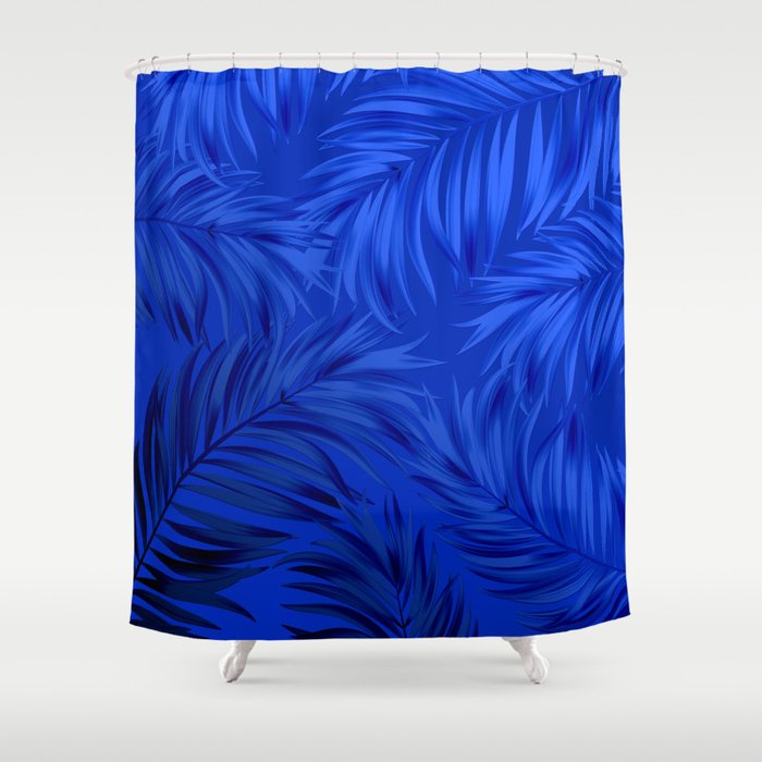 Palm Tree Fronds Brilliant Blue On Blue Hawaii Tropical Decor