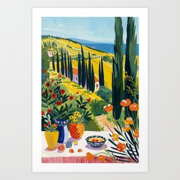 Matisse Painting Mediterranean House with Vibrant Colors and Serene Landscape Art Print