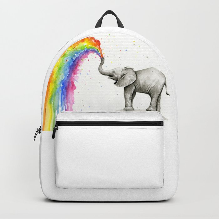 Baby Elephant Spraying Rainbow Backpack