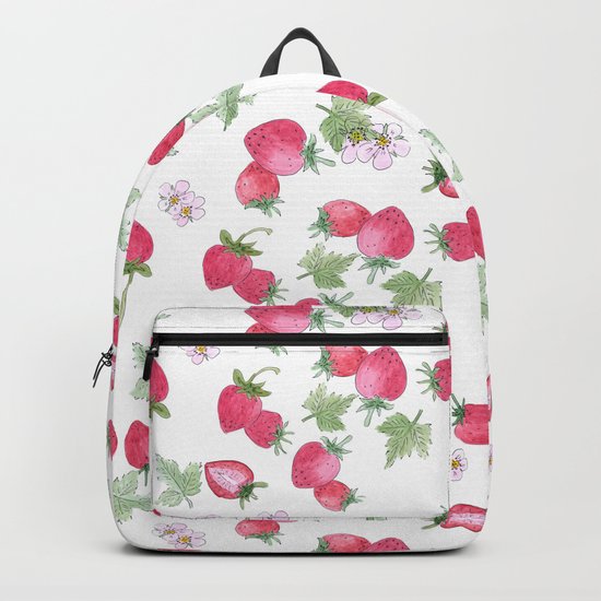 Watercolor . Strawberry on a White background . Backpack