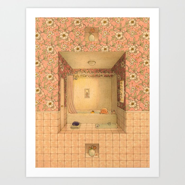 Bath in Pink Art Print
