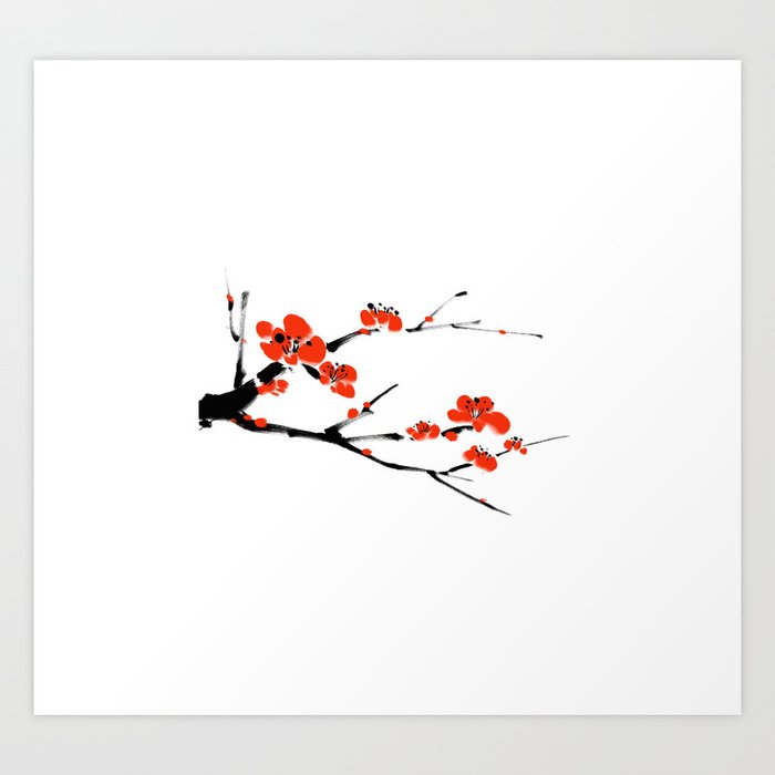Asian Style Painting Plum Blossom Art Print By Axstudio Society6
