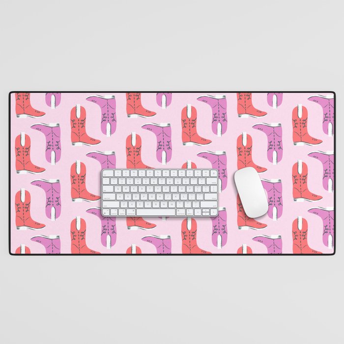 Western Cowboy Boots in red and pink Desk Mat
