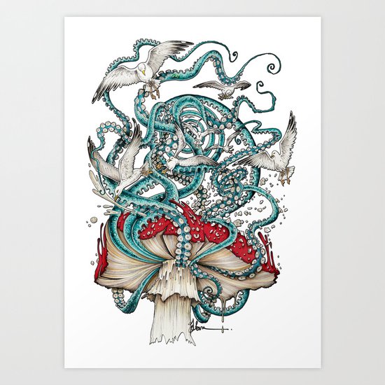 Flying the Agaric Art Print