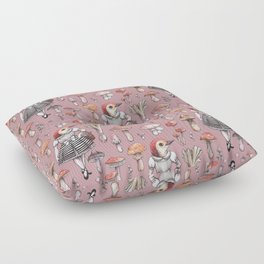 Mushroom Pickers - Lady Woodpecker Floor Pillow