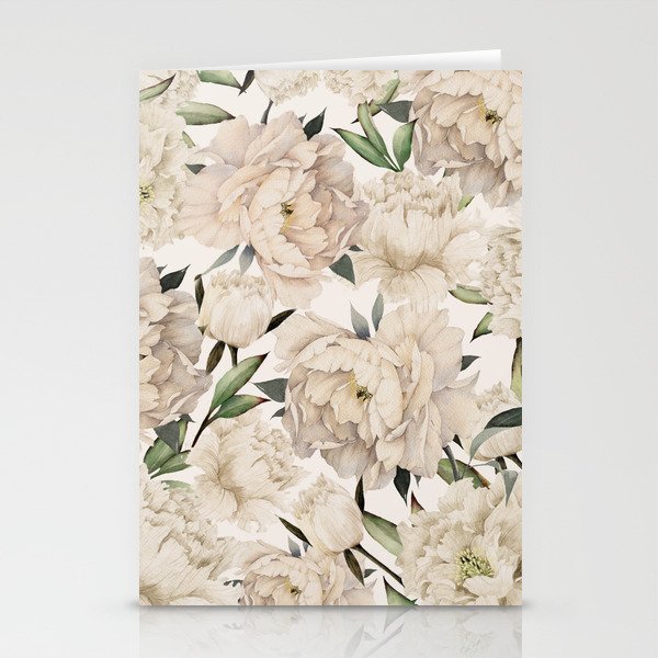 Peonies Pattern Stationery Cards