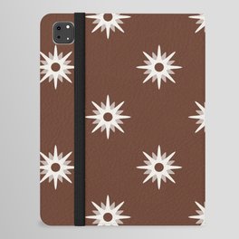 Brown atomic mid century white stars pattern iPad Folio Case
