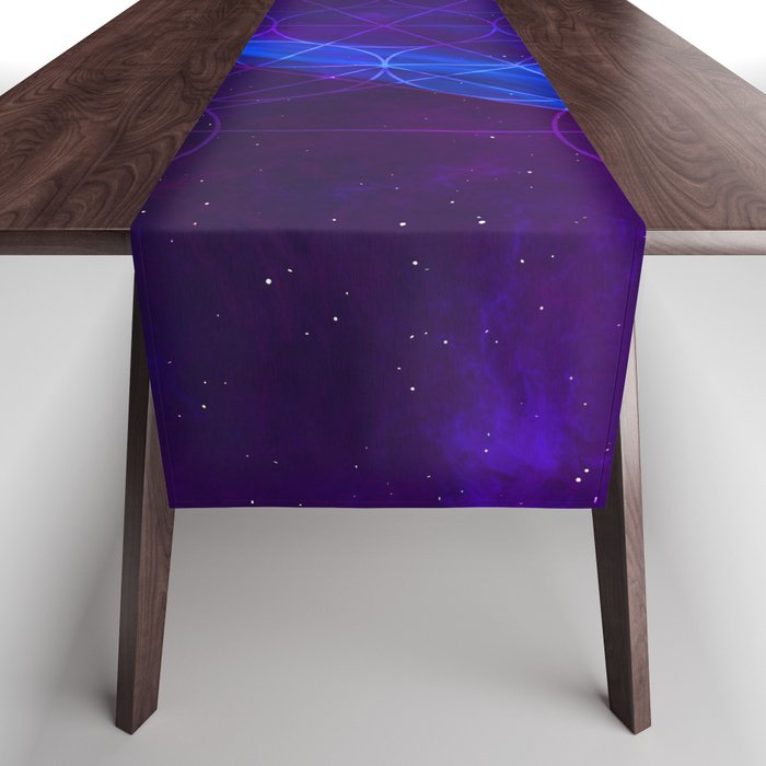 Synthwave Nebula #4: Sacred hexagon Table Runner