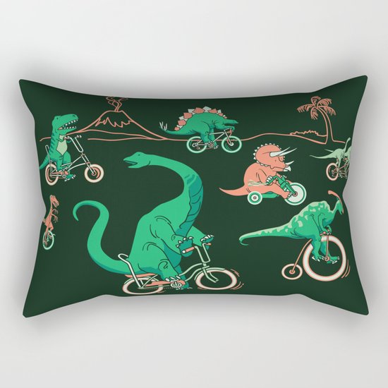 Dinosaurs on Bikes! Rectangular Pillow
