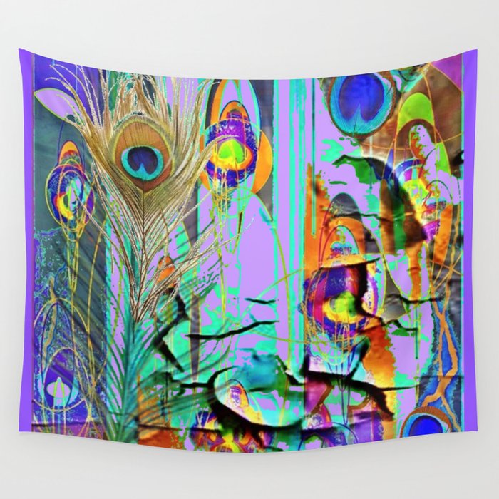 Lilac Shabby Chic Peeling Peacock Wallpaper Design Faux Wall Tapestry By Sharlesart Society6