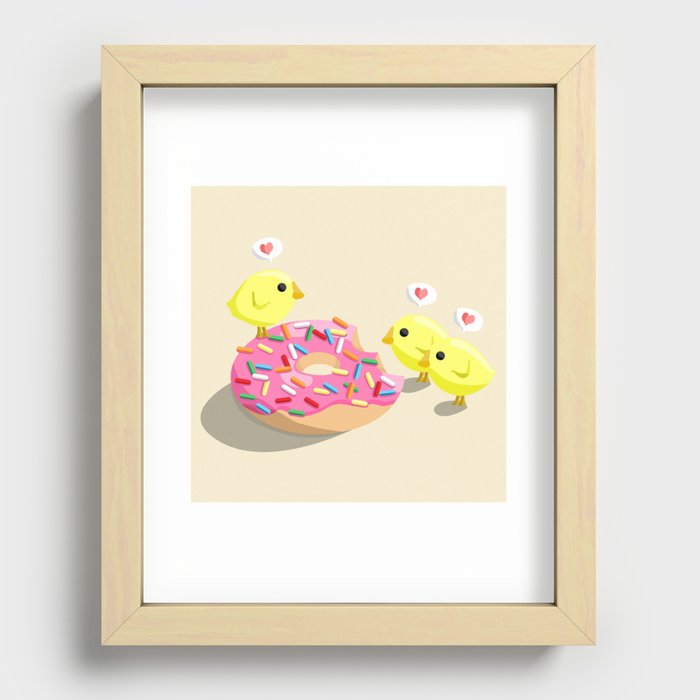 Chicks and donut Recessed Framed Print