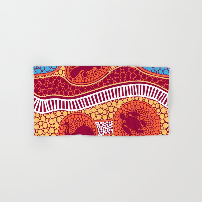 Authentic Aboriginal Art - Aminals Hand & Bath Towel
