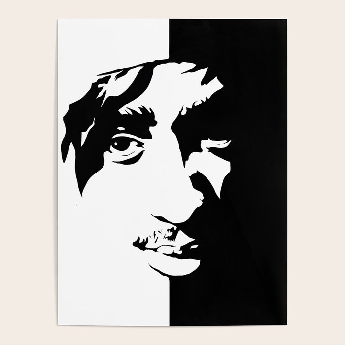 Makaveli Black and White Poster Wall Art Artwork Print Poster by