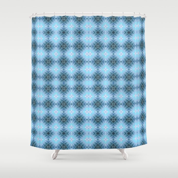 Powder Blue Perfection Digital Symmetrical Repeating Pattern Shower Curtain