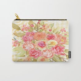 Pretty watercolor Flowers with Lace background Carry-All Pouch