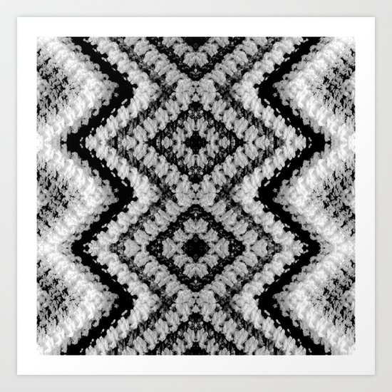 Black White Diamond Crochet Pattern Art Print