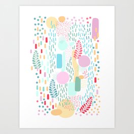 Abstract Nature - Colourful Doodle Pattern 3 Art Print
