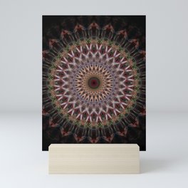 Brown and reda mandala Mini Art Print