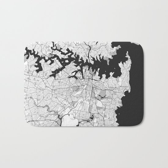 Sydney City Map Gray Bath Mat