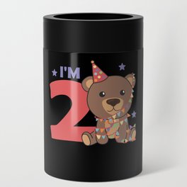 Second Birthday Bear For Children 2 Years Old Can Cooler