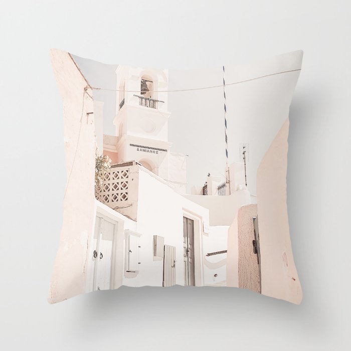 Santorini Village Throw Pillow