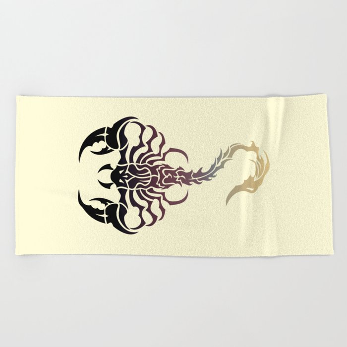 Scorpio, animal print, wild nature, scorpion, zodiac sign, celtic design Beach Towel