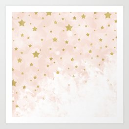 Gold stars on blush pink Art Print