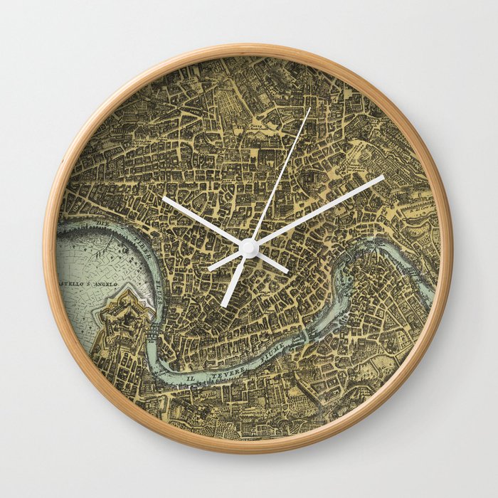 Vintage Map of Rome Italy (1716) Wall Clock
