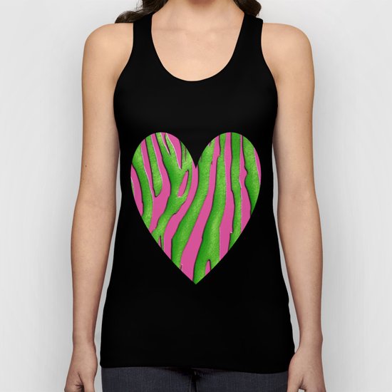 Bright Pink & Green Zebra Print Unisex Tank Top