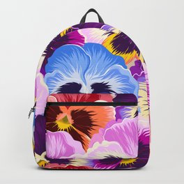 Multicolor pansies floral pattern Backpack