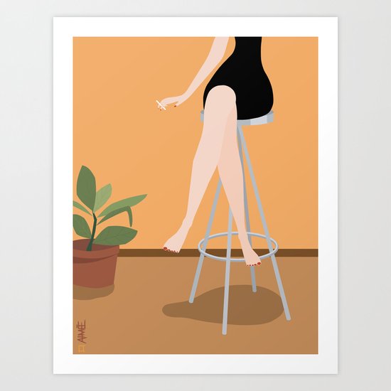 Girl on Stool Art Print