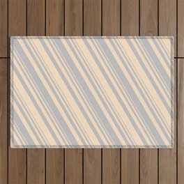 [ Thumbnail: Grey & Bisque Colored Lined/Striped Pattern Outdoor Rug ]