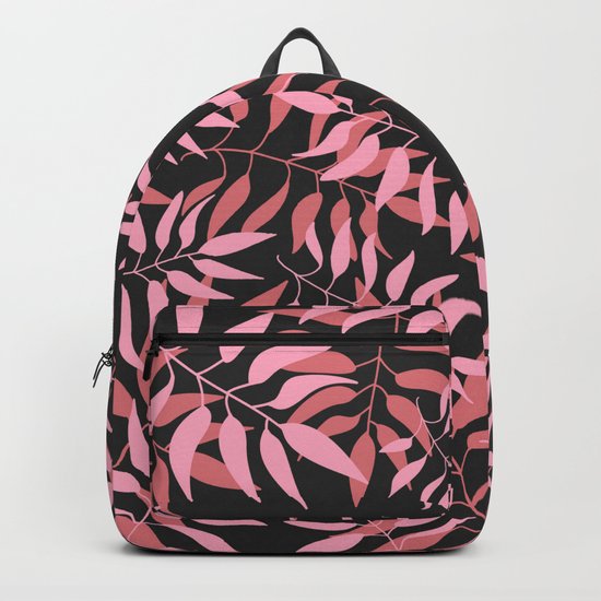 Dark Pink Leaves Backpack